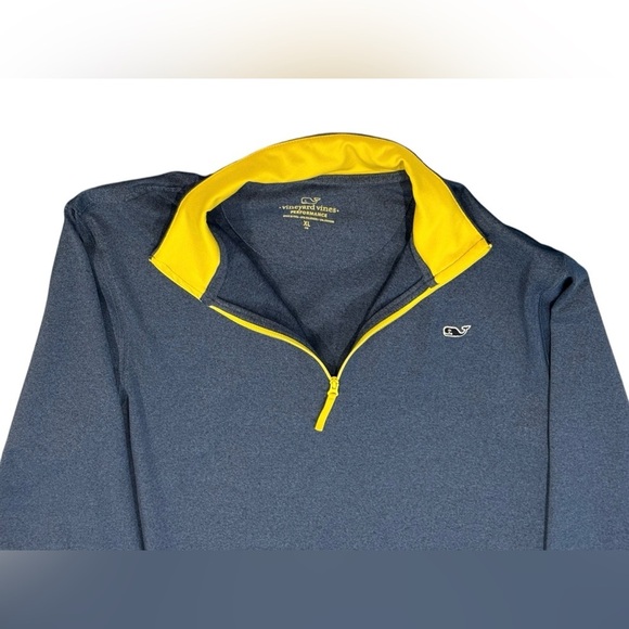 Kid’s Vineyard Vines Blue & Yellow Performance 1/4 Zip Fleece: Size XL - Picture 2 of 4